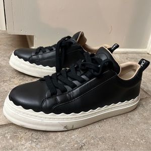 Chloe Black Leather Sneakers